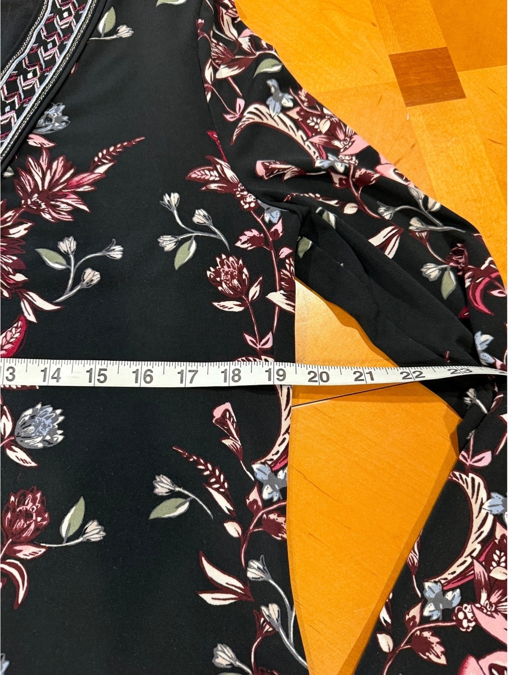 White House Black Market Floral Shift Dress Large V-Neck Long Sleeve Boho - Picture 4 of 9